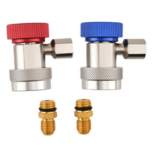 Laad de afbeelding in de galerijviewer, geschikt voor AC Quick Connect Adapter Set voor R134a System 1/4 SAE Male High Low Side Kit