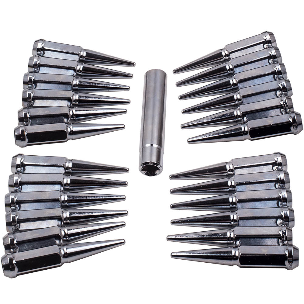 24pcs astilla 14x1.5 Tuercas de espiga 4.4 Alto compatible for Chevy compatible for Ford 6 Lug vehículos