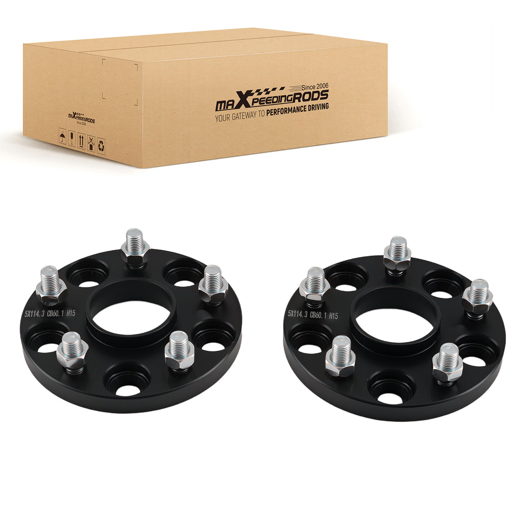 15mm Aluminum Wheel Spacers geschikt voor Lexus IS Series 5x114.3 M12x1.5 60.1mm Black
