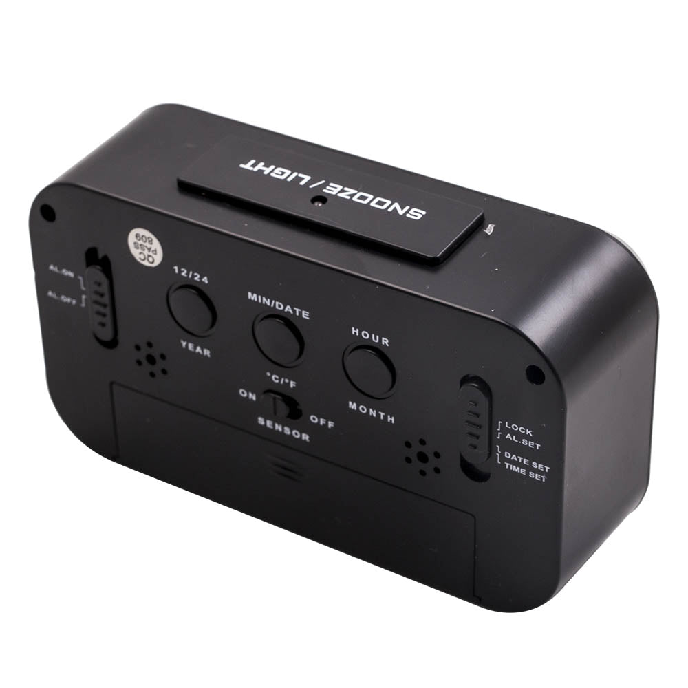 Black Digital LCD Snooze Electronic Alarm Clock met Backlight Light Control