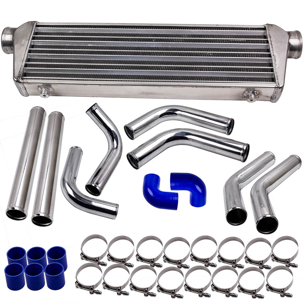 Universal Turbo Intercooler 27 x7 x2.5 y Tubería de Aluminio Kit de Manguera