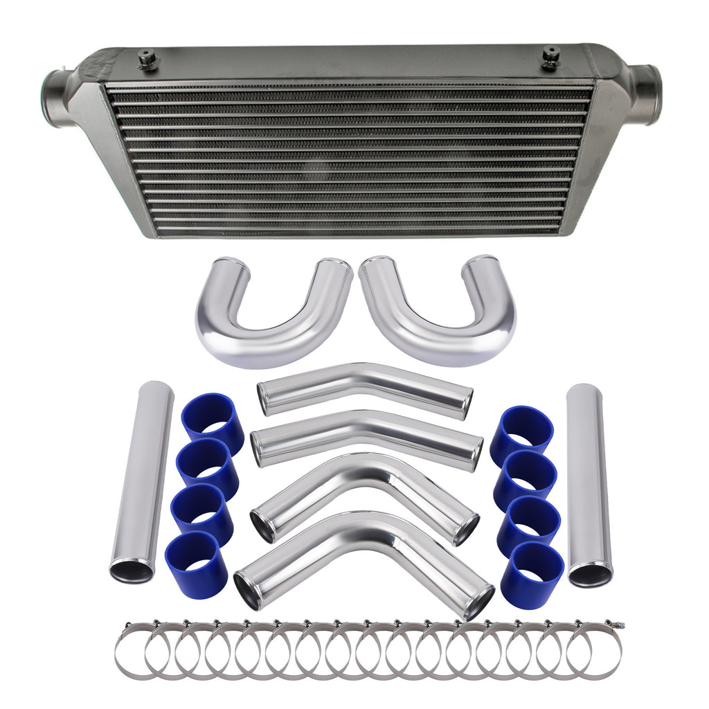 600 x 300 x 76mm Intercooler Black + 3 Intercooler Pipe Piping Kit Hose Kits