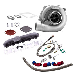 T3T4 T04E Turbo A/R .57 + Oil Line+Manifold Kit compatible for Nissan Patrol Safari Y60 Y61