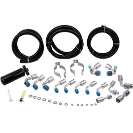 Universal 134a Air Conditioning compatible for AC Hose Kit O-Ring Beadlock Fitting Black Drier