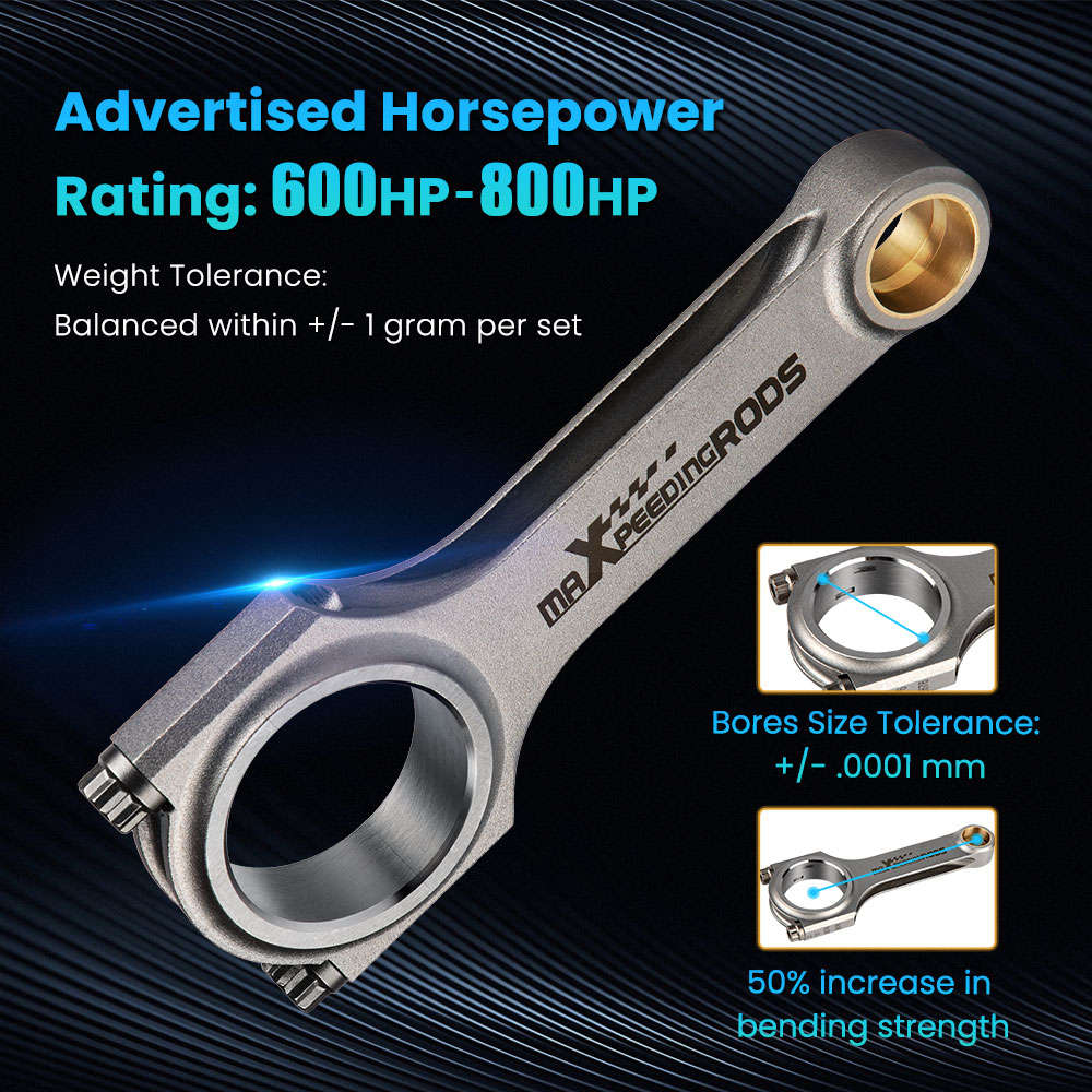 Compatible for Fiat 500 Old Model 2 cylinder 126mm ARP 2000 Connecting Rod - High Performance 4340 EN24 Pleuel Bielle H-Beam Conrod