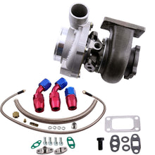 Laad de afbeelding in de galerijviewer, GT30 GT3037 GT3076 T3 Flange Water and Oil Turbo Turbocharger + Oil Drain Return + Oil feed Line Kit